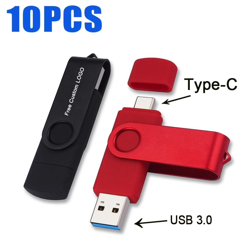 USB флеш накопитель OTG Type C 10 шт. 8 ГБ 16 2 0 32 64 128 256 модный подарок 3 накопители