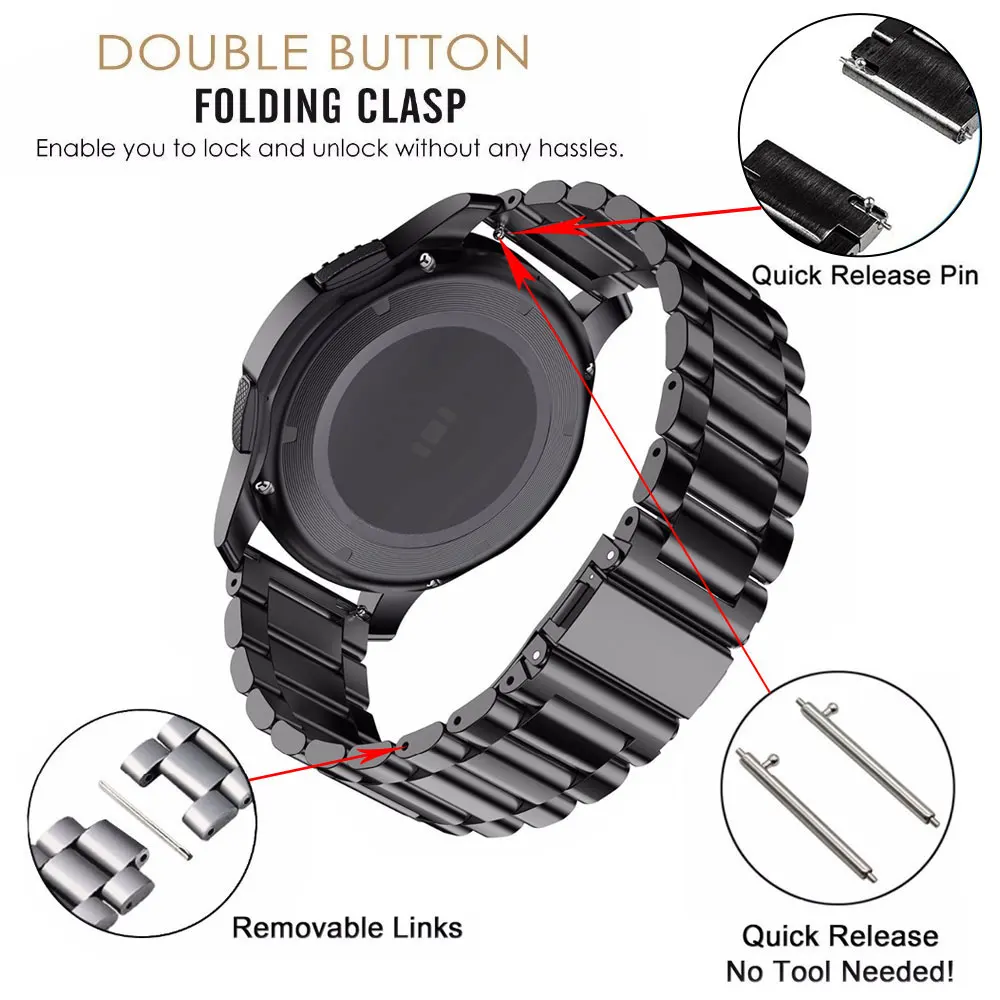 Ремешок из нержавеющей стали для часов Fossil Gen 5 Gear S3 Galaxy Watch 46 мм | Электроника
