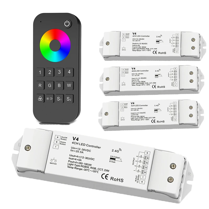 

RGB RGBW контроллер ленты 4 зоны RT9