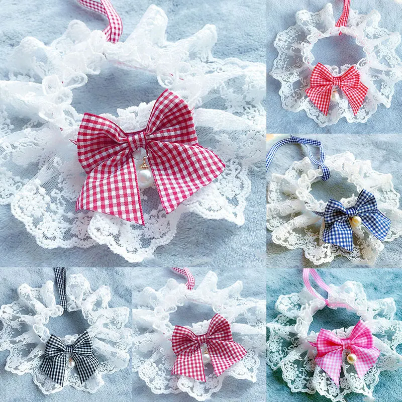 

Cute Practical Saliva Towel Pet Supplies Sweet Cute Princess Style Checkered Pet Lace Bib Fashionable Popular Pet Collar