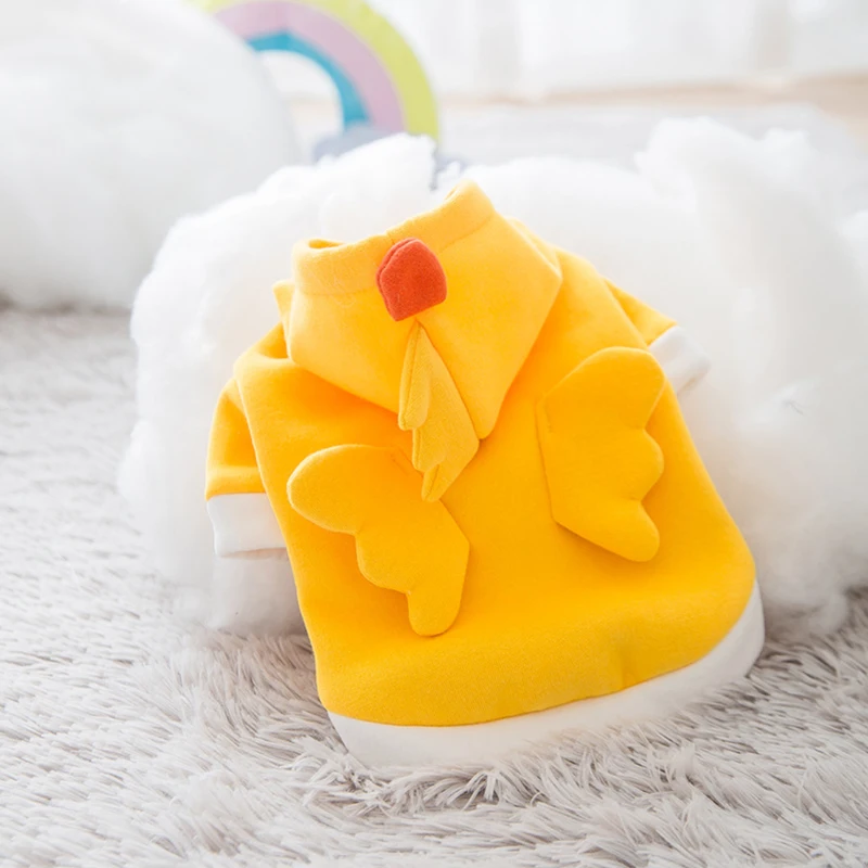 

Dog Clothing Style Sweater Small and Medium-Sized Dogs Spring and Autumn Hooded Jacket Cute Chick Pet Clothes Dog Costume