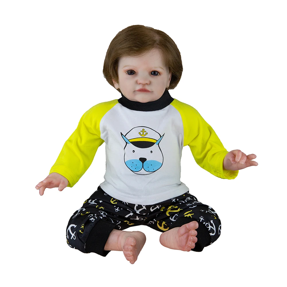 

20'' Realistic Reborn Baby Boy Tobiah Lifelike Rebirth Baby Doll Soft Silicone Vinyl Limb+Cloth Body Newborn Baby Doll
