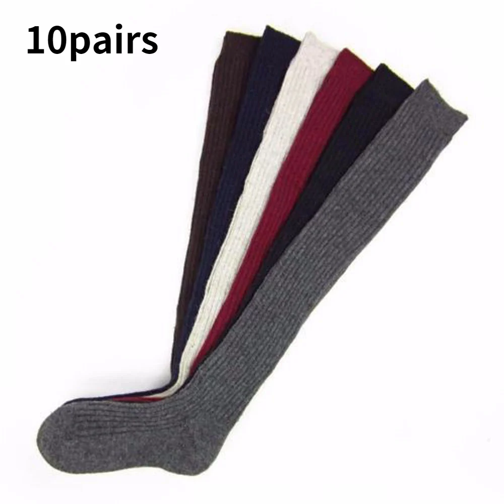 

10Pairs Sexy Warm Long Cotton Stocking Over Knee Stocking Women Winter Knee High Thigh Knitted Stockings for Lady Over The Knee