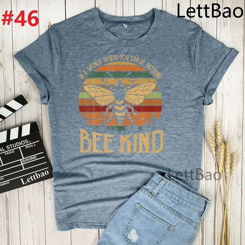 

Bee Kind Summer Women T-shirts Harajuku Tshirt Summer Graphic Fashion Tops T Shirt Streetwear Short Sleeve T-shirts Female