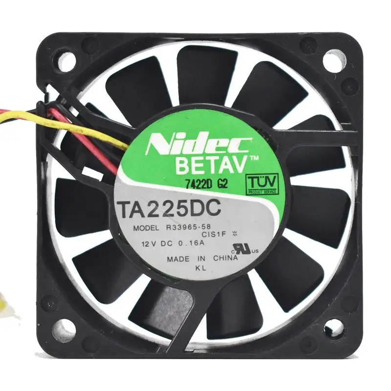Вентилятор охлаждения сервера Nidec R33965-58, постоянный ток 12 В, 0,16 А, 60x60x15 мм, 3 провода