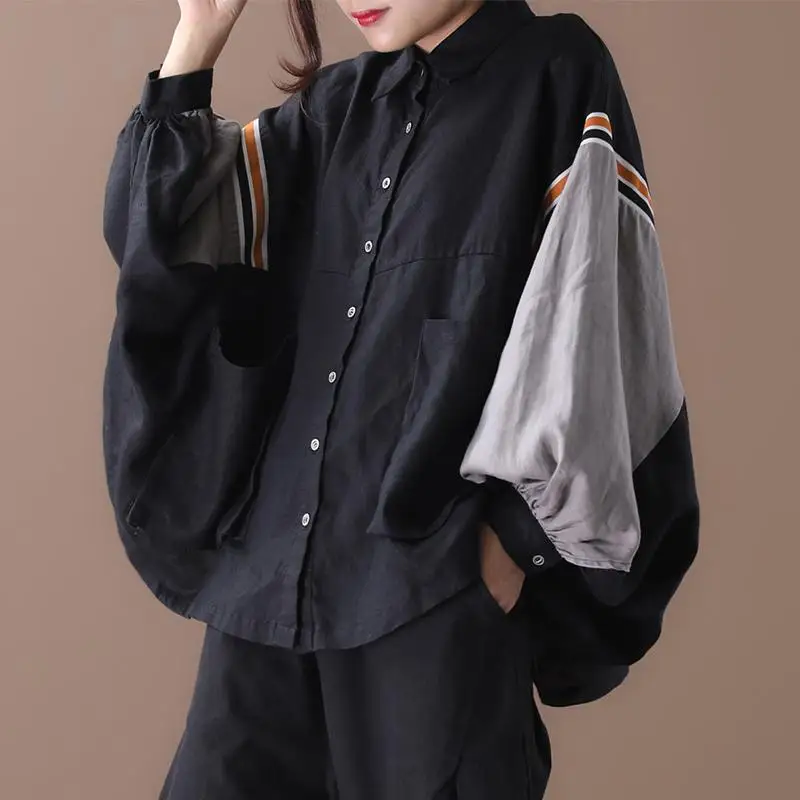 

New 2021 Extra Large 240 Jin Fat Mm Long Autumn Korean Loose Art Bat Sleeve Cotton And Hemp Shirt Womens Clothing Summer Dress