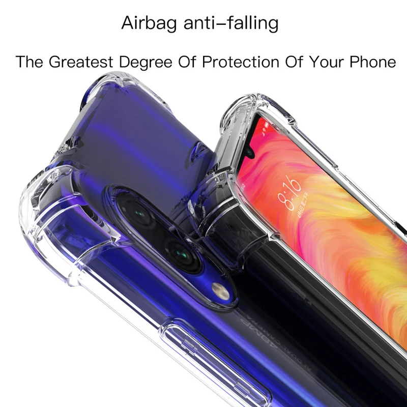 Силиконовый чехол из ТПУ для redmi note 7/5/4/6 pro противоударный Прозрачный xiaomi 6a 4x 5plus 5pro