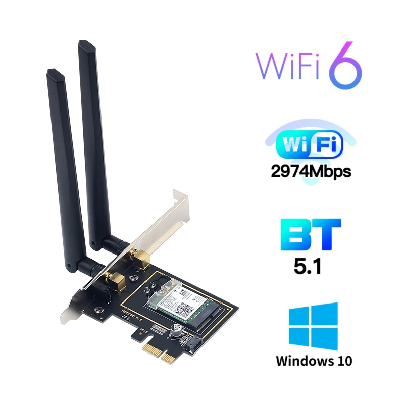 Беспроводной адаптер для Intel AX200 3000 Мбит/с 2 4/5 ГГц Bluetooth 5 1 PCI Express 802.11AC/AX|Сетевые