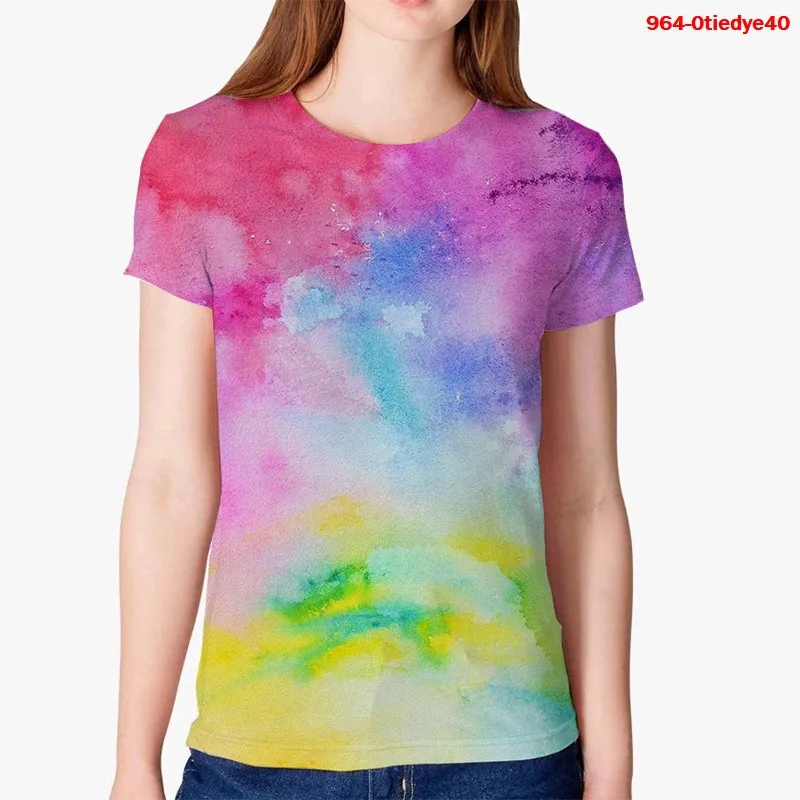 

Femme T Shirt Tie Dye 3D Print Women T Shirts Summer Short Sleeve T Shirt Clothing Hip Hop Streetwear T-shirt Tie Dye Tee Shirt