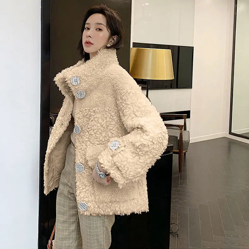 Женское замшевое пальто из натуральной овечьей шерсти элегантное Y103 зима 2020|Шубы