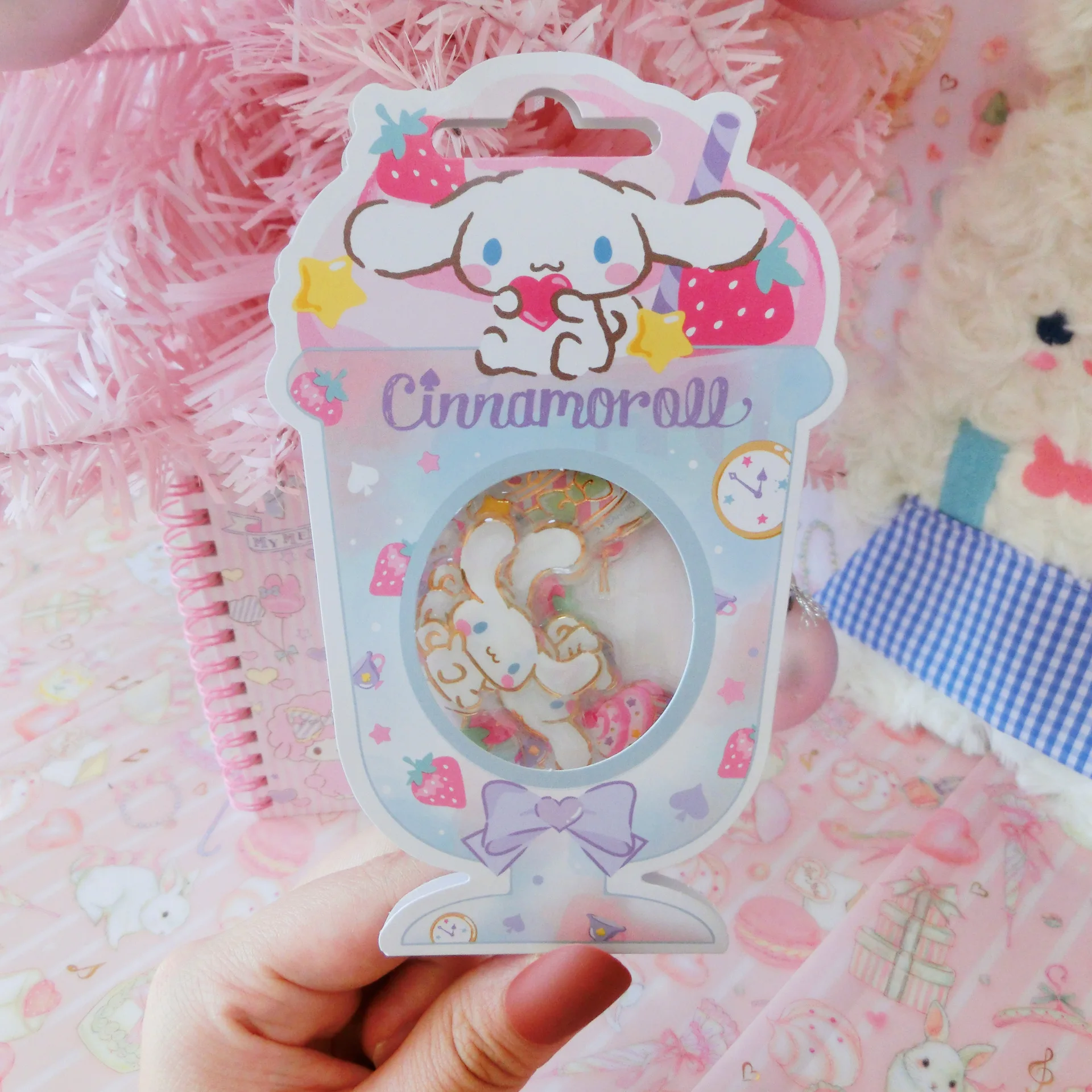 Sanrio мультяшная наклейка Hello Kitty в форме чашки мороженого милая с кристаллами DIY