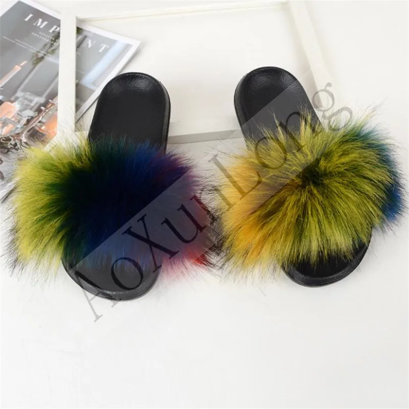 Шлепанцы женские из искусственного меха Плюшевые сандалии с искусственным мехом