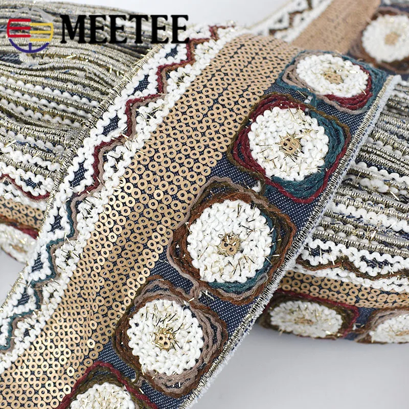 Meetee 2 метра 75 мм Вышивка Кружева Планки пайетки тесьма ленты для обуви платье