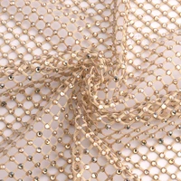 100150cm golden shadow glass rhinestones mesh applique fabric sewing elastic crystal trim hollow tape net for diy dress garment