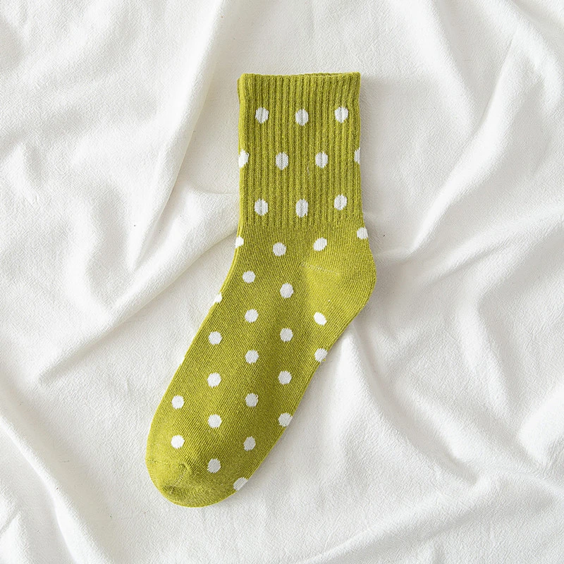 

Harajuku socks women candy color dot sock Japanese department cute college wind pile socks autumn and winter sweet wave point