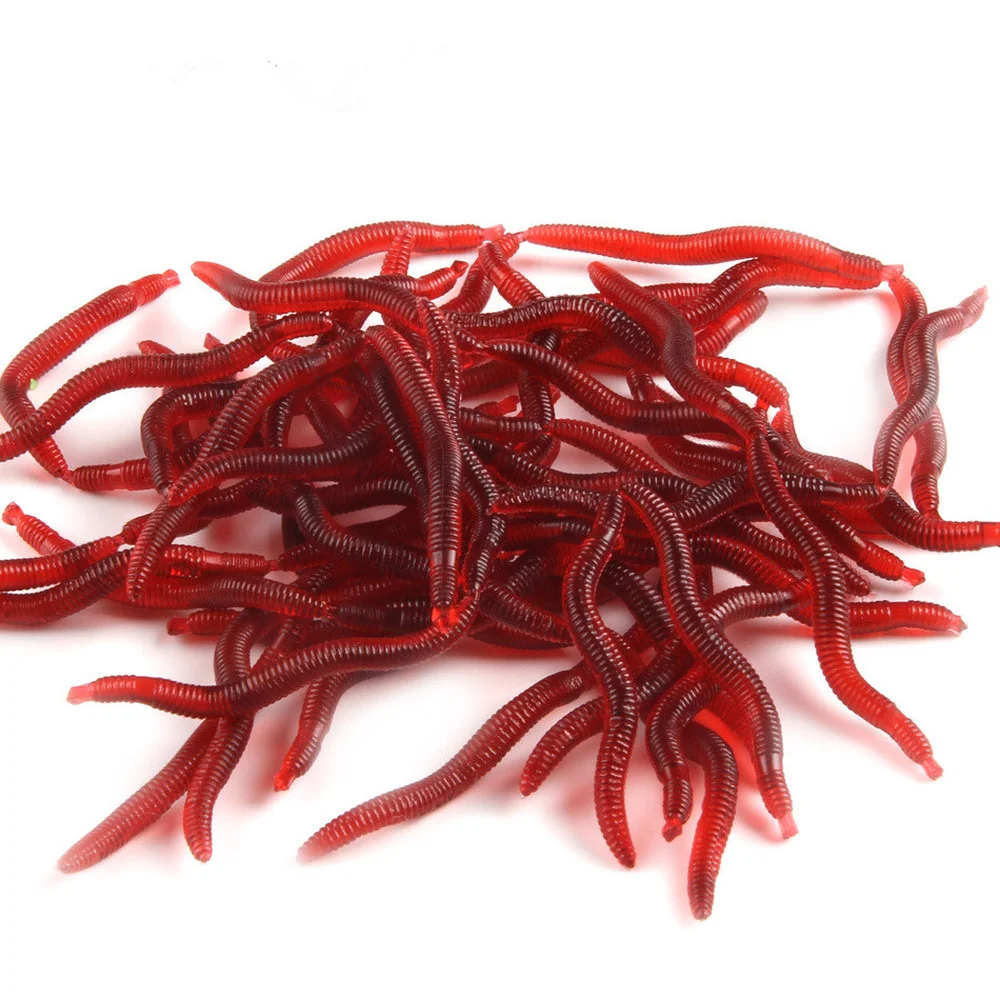 

10pcs/Lot Lifelike Silicone Red Worm Soft Lures Earthworm Artificial Rubber Bait Swimbait Shrimp Flavor Additive Bass CarpTackle