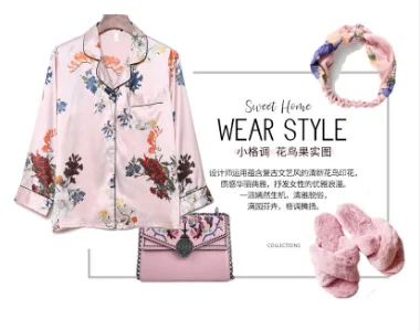 

New Silk Pyjamas Women 2 Piece Women Pajamas Satin Sets Floral Printed Pajamas Set Top and Shorts Female Night Suit Set