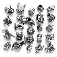 4pcslot stainless steel 5mm hole slider animal beads charms fit snake chain for pando women bracelet jewelry making accessories