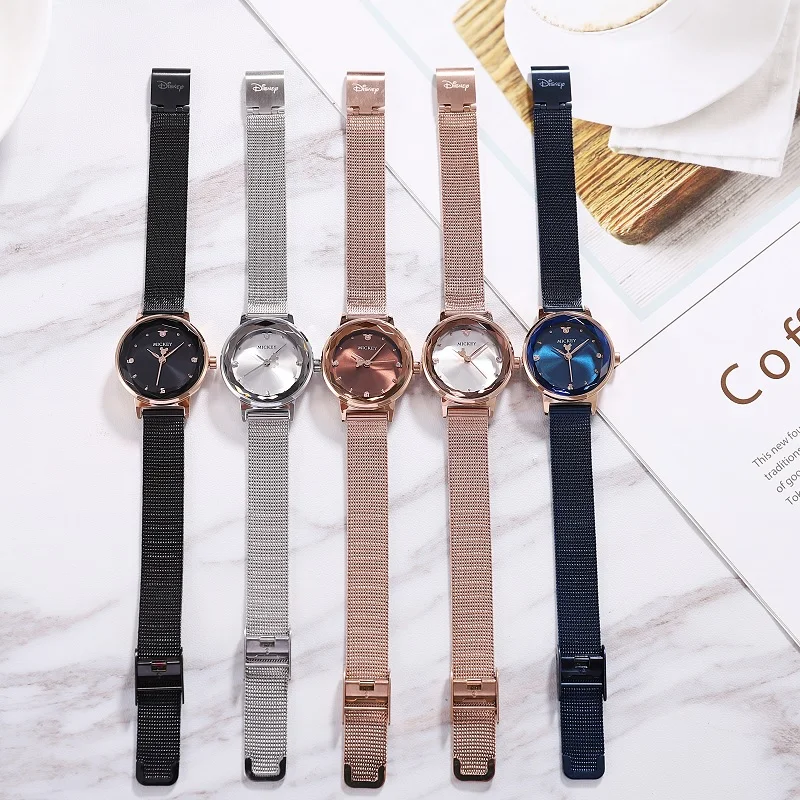 Часы наручные Disney женские Простые Модные с ремешком из нержавеющей стали