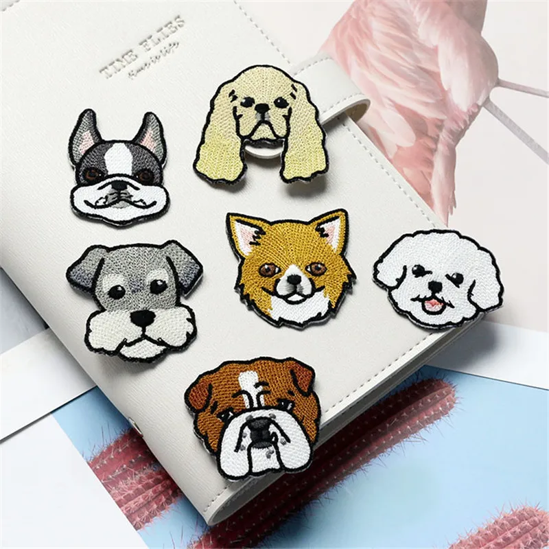 

AHYONNIEX 1 Piece Dog Embroidery Repair Patches Bag Jacket Jeans Cartoon Iron On Patches for Clothes Cute DIY Glue Sticker