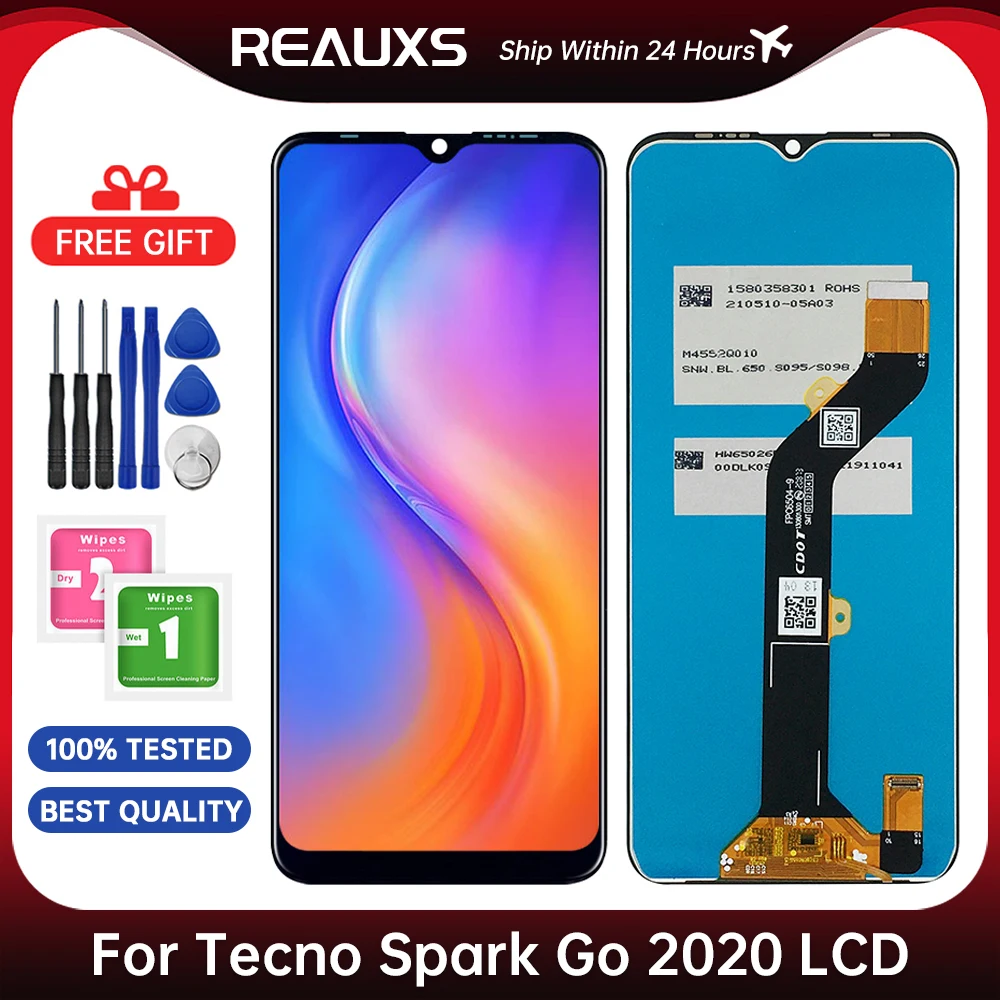 

ЖК-дисплей 6,52 дюйма для Tecno Spark Go 2020, детали для замены, новинка, запчасти для ЖК-дисплея SparkGO KE5s
