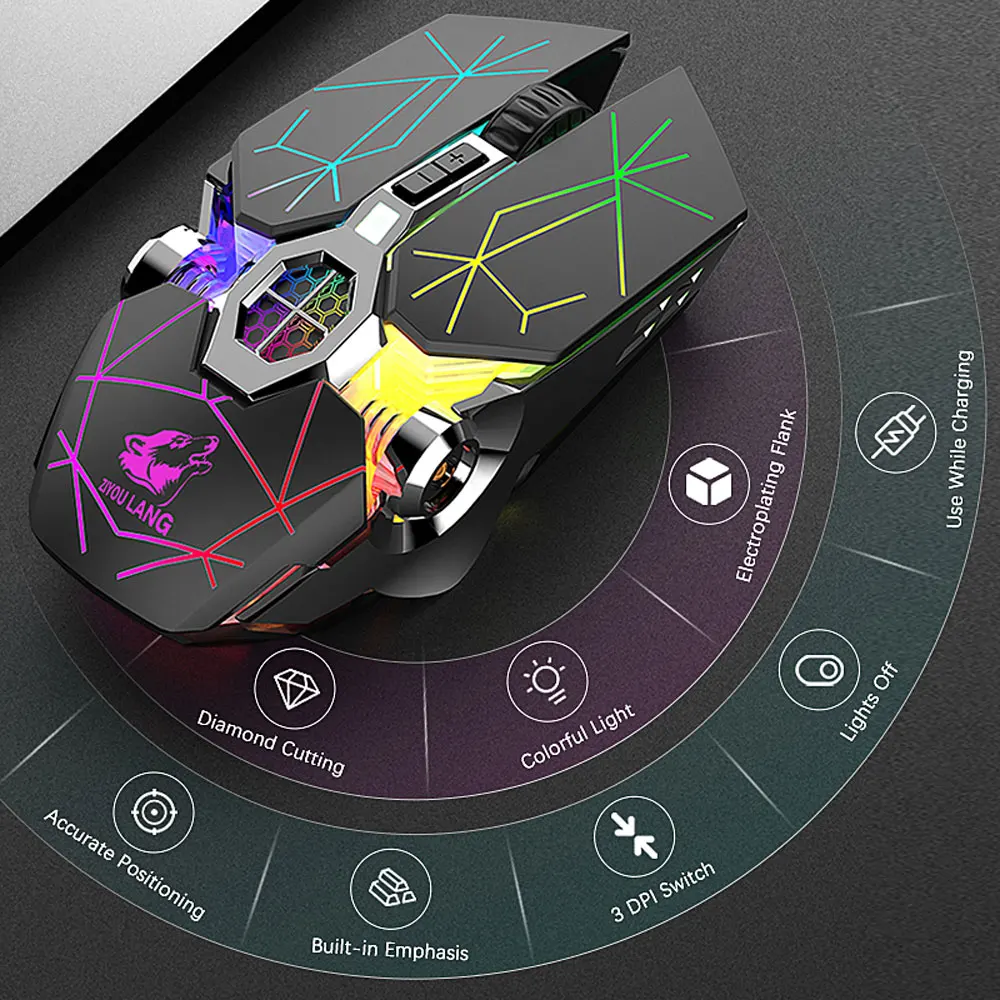 2 4g wireless mouse 2400 pdi bluetooth mouse 6 buttons usb receiver rechargeable silent professional gaming mouse for pc laptop free global shipping