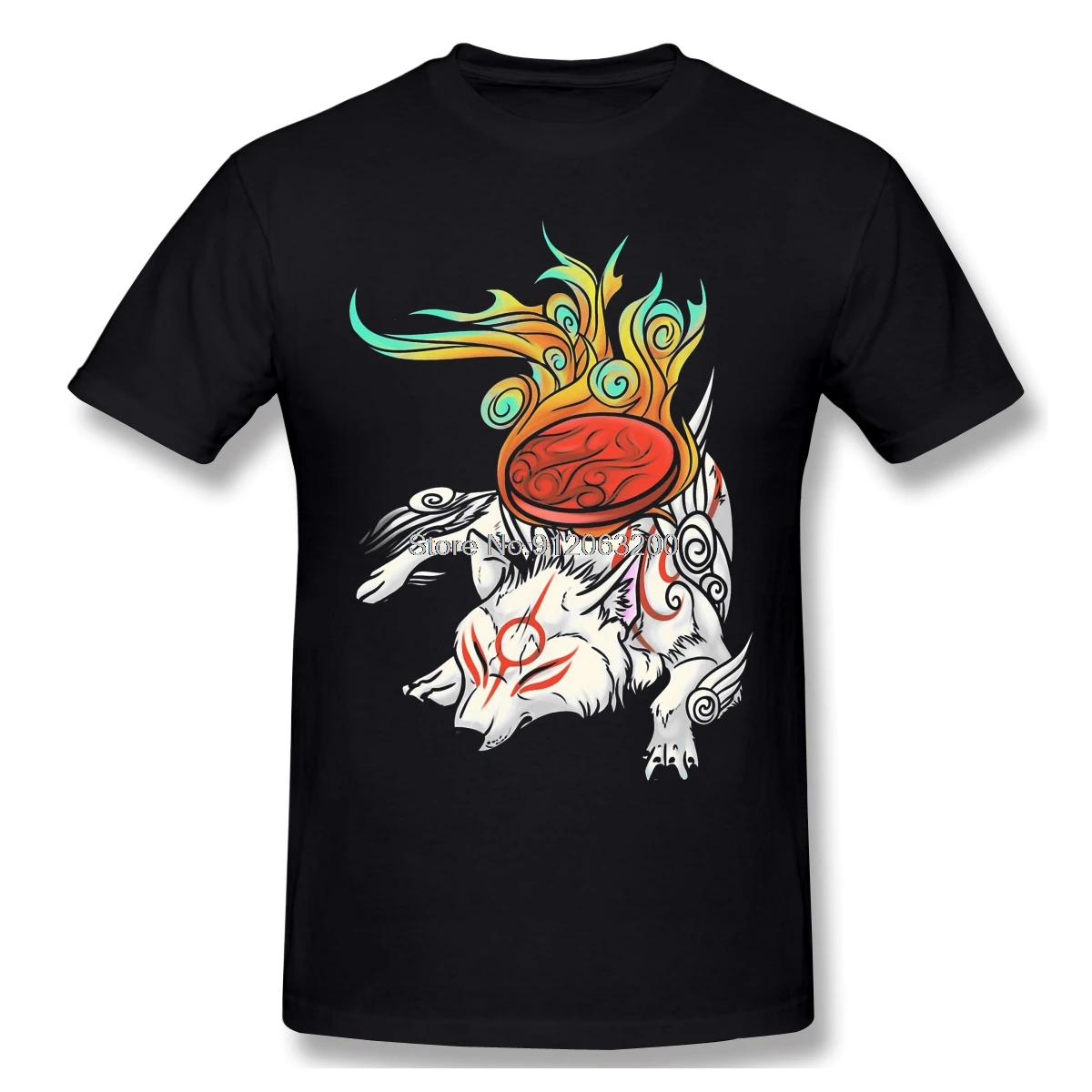

Мужская футболка Okami - Amaterasu с подставкой, высококачественная повседневная свободная футболка Тоторо с коротким рукавом, Аниме Манга Миядза...