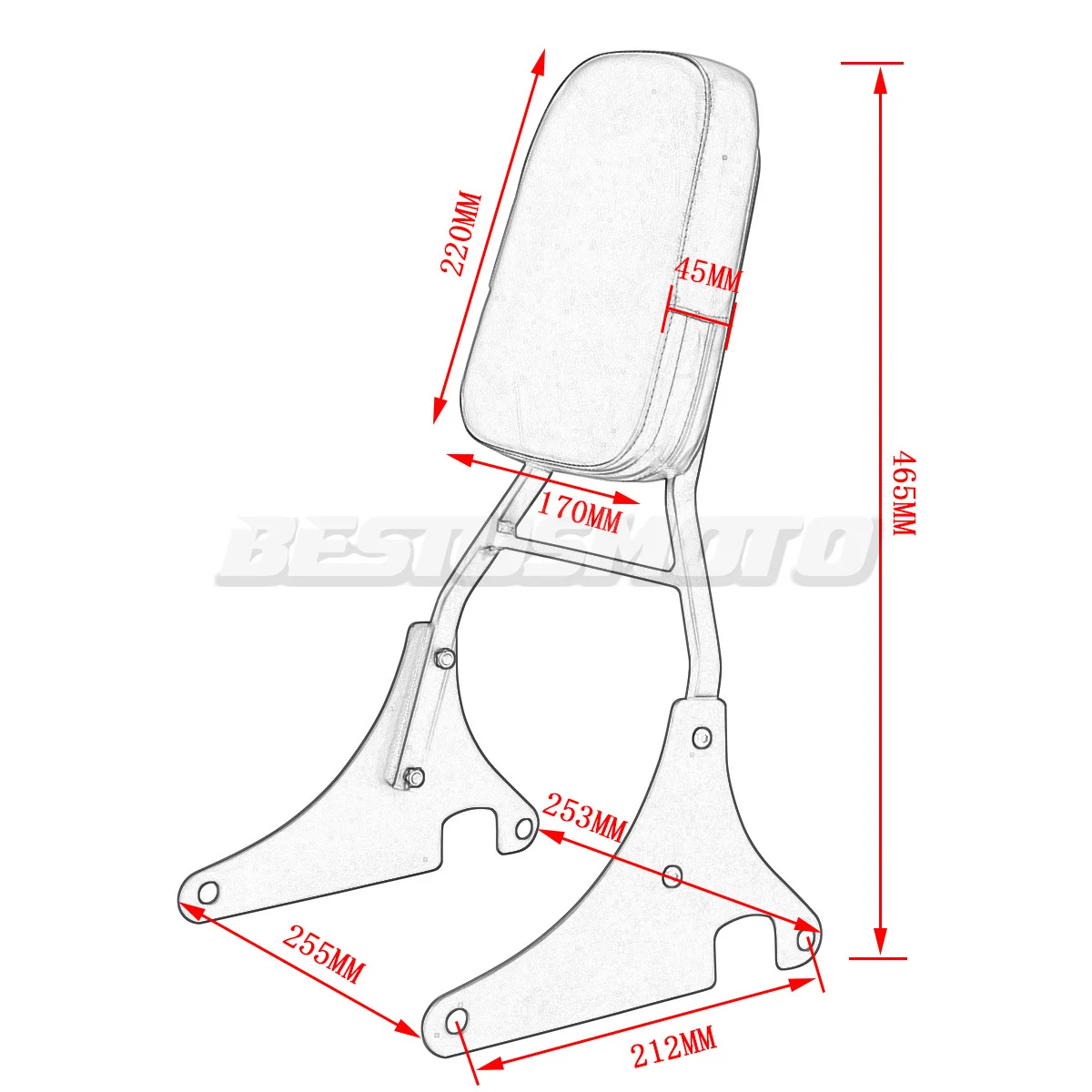 Спинка пассажира мотоцикла для Kawasaki Vulcan 800 VN800 VN800A Classic 1996-2005 VN800E Drifter 2000-2005 |