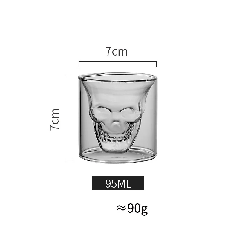 1pc Double-layered Transparent Skull Head Coffee Mug Crystal Glass Cup For Home Bar Club Whiskey Wine Vodka And Beer | Дом и сад