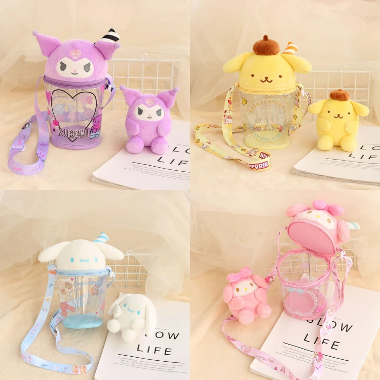 

Kawaii Kuromi My Melody Cinnamoroll плюшевые регулируемые Наплечные чехлы на молнии для бутылки с водой в подарок