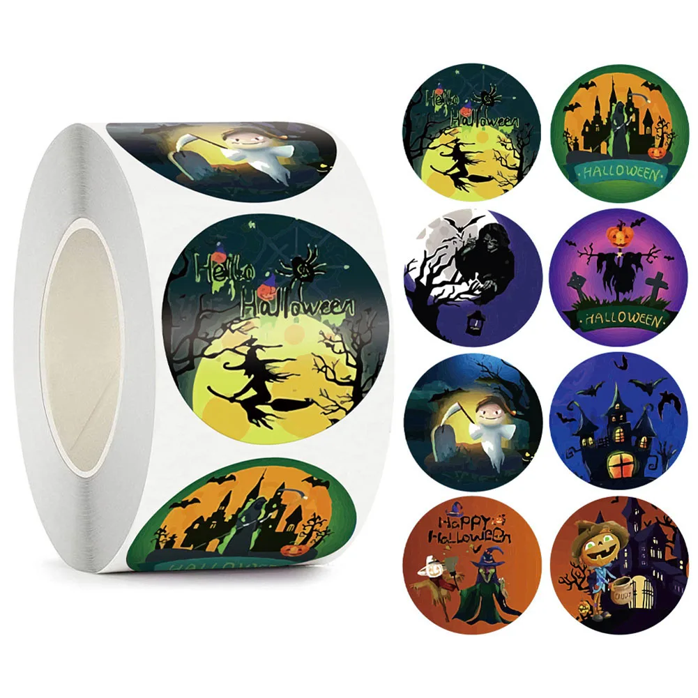 

500pcs Halloween Decals Cute Witch Pumpkin Pattern Classic Toy Sticker Holiday Party Pack Box Decoration Sticker Label