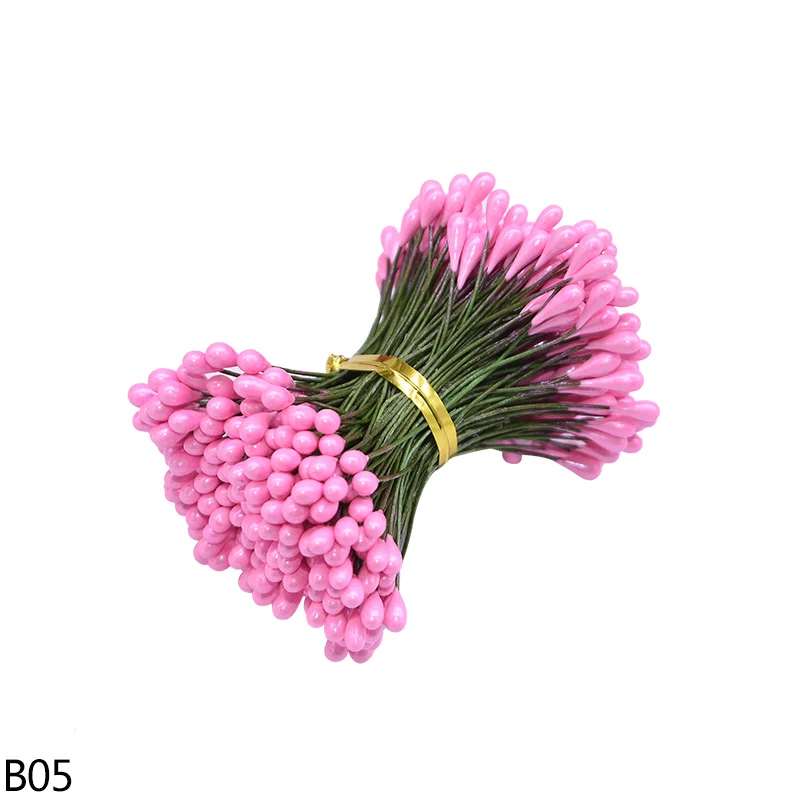 B05 pink 130/260 шт, толщина 3 мм, маленький искусственный цветок Искусственные тычинки цветочный Рисунок с изображением рождественского цветка, тычинки Свадебные украшения для самодельного изготовления - Цвет: B05 pink