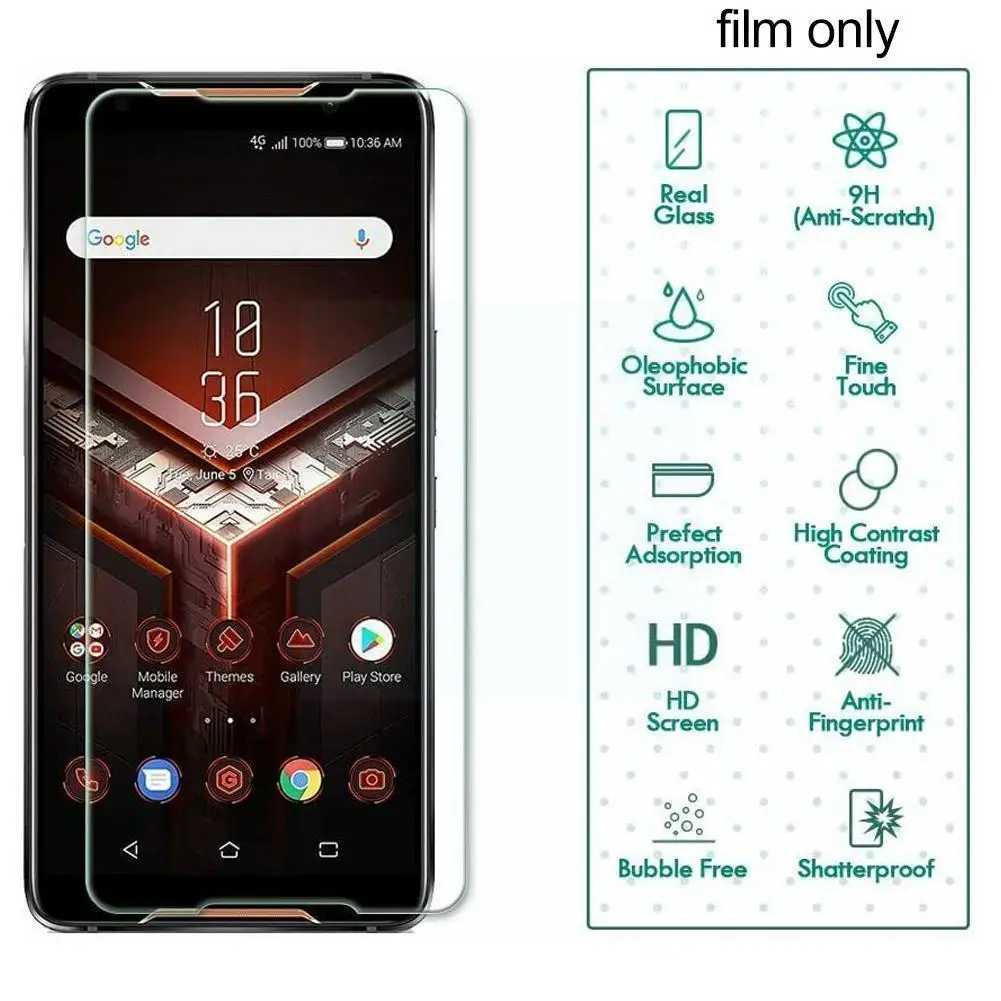 

-clear Tempered Glass Film Screen Protector For Rog Phone Strix 3/3 T7f5