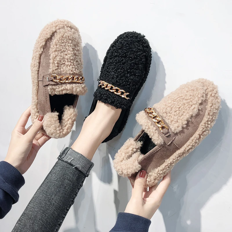 Кроссовки женские без шнуровки универсальные лоферы меховое платье плоская