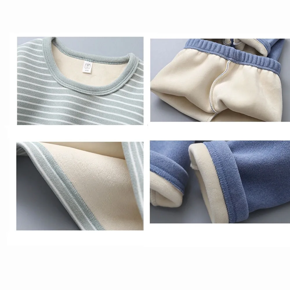 Новый Зимний комплект термобелья детское бархатное теплое термобелье