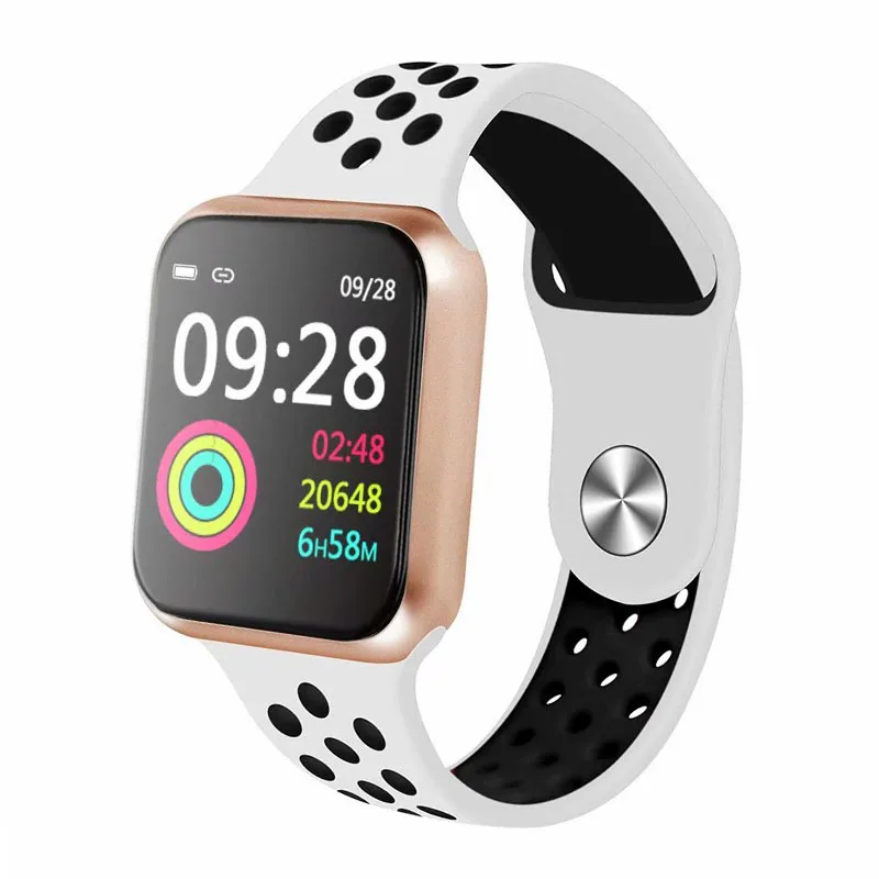 Gold Smart Watch Men Women Heart Rate Blood Pressure Monitor Fitness Tracker IP67 Waterproof Sport Smartwatch Clock PK S226 IWO 10 9 - Color: Gold
