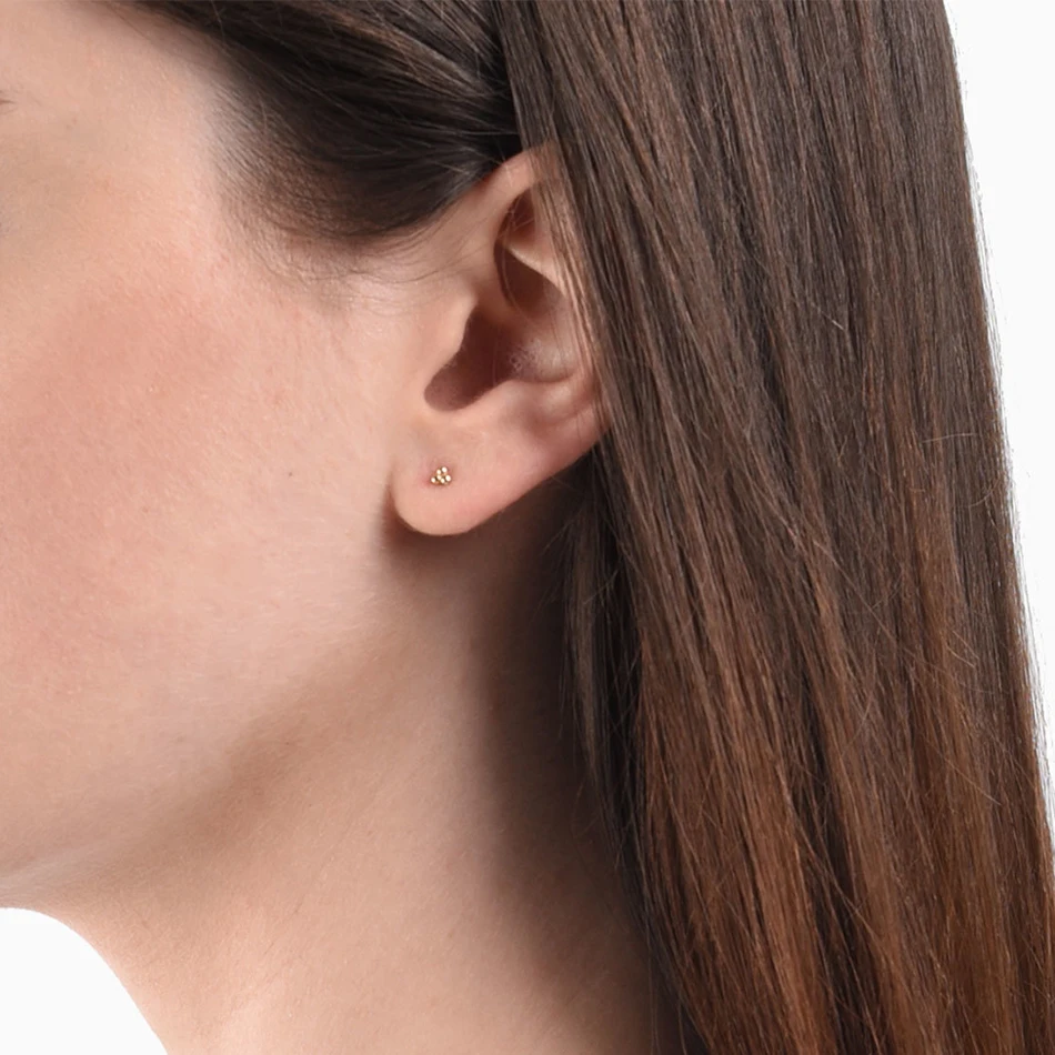 

Real 925 Sterling Silver Lotus Bead Stud Earrings With 18K Gold Plated Small Stacking Earring For Women Jewelry Birthday Gift