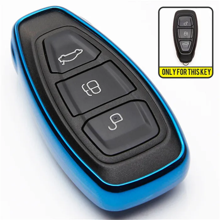 Blue Чехол для ключей из ТПУ для Ford Fiesta ST Ranger Mondeo Mk5 Explorer 5 Mk4 Focus 3 Everest s Max аксессуары для ключей - Название цвета: Blue