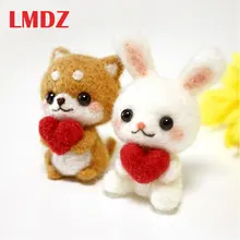 LMDZ 1 шт валяния DIY посылка милые животные, собака кролик шерсть валяния игрушка кукла Шерсть Войлок тыкается Kitting DIY посылка не Готовая