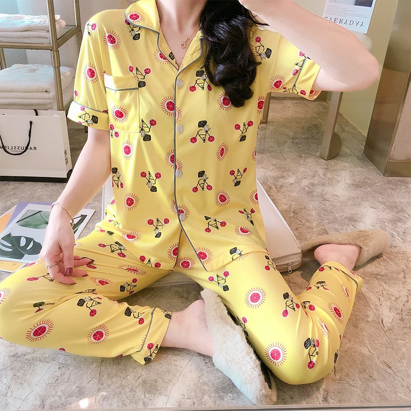 Новинка распродажа Женская домашняя одежда 2020 летний женский пижамный комплект