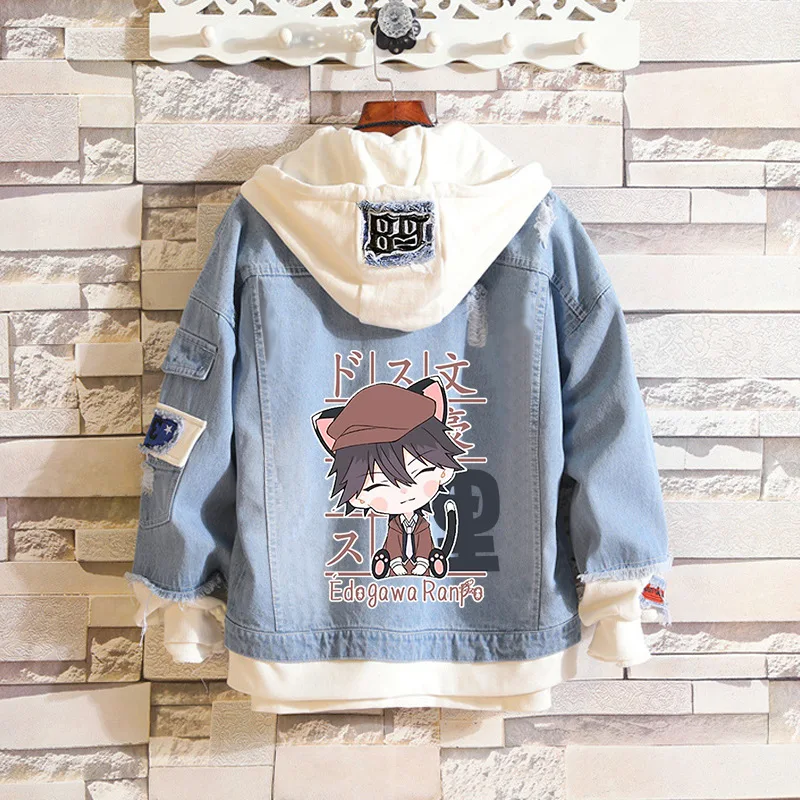 

Creative Anime Stray Dogs Cosplay Costume Dazai Osamu Jean Jacket Nakahara Chuuya Denim Jacket Nakajima Atushi Women Men Coat