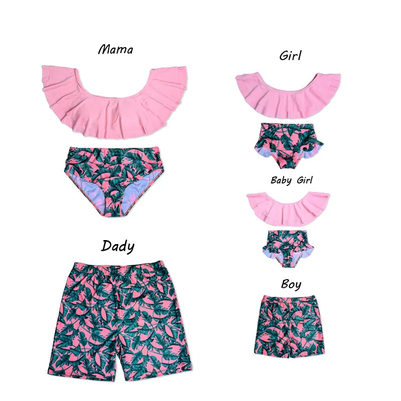 

MUMU Family Matching Outing One-shoulder Sexy Bikini Family Swimsuit Set