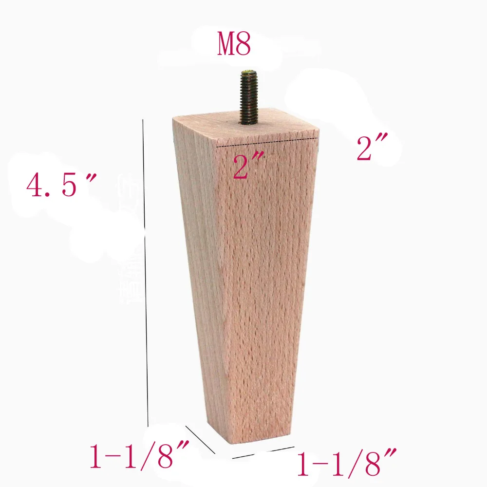 

4Pcs 12cm Tapered Solid Beech Wood Replacement Sofa Couch Loveseat almohadillas para muebles furniture legs table legs