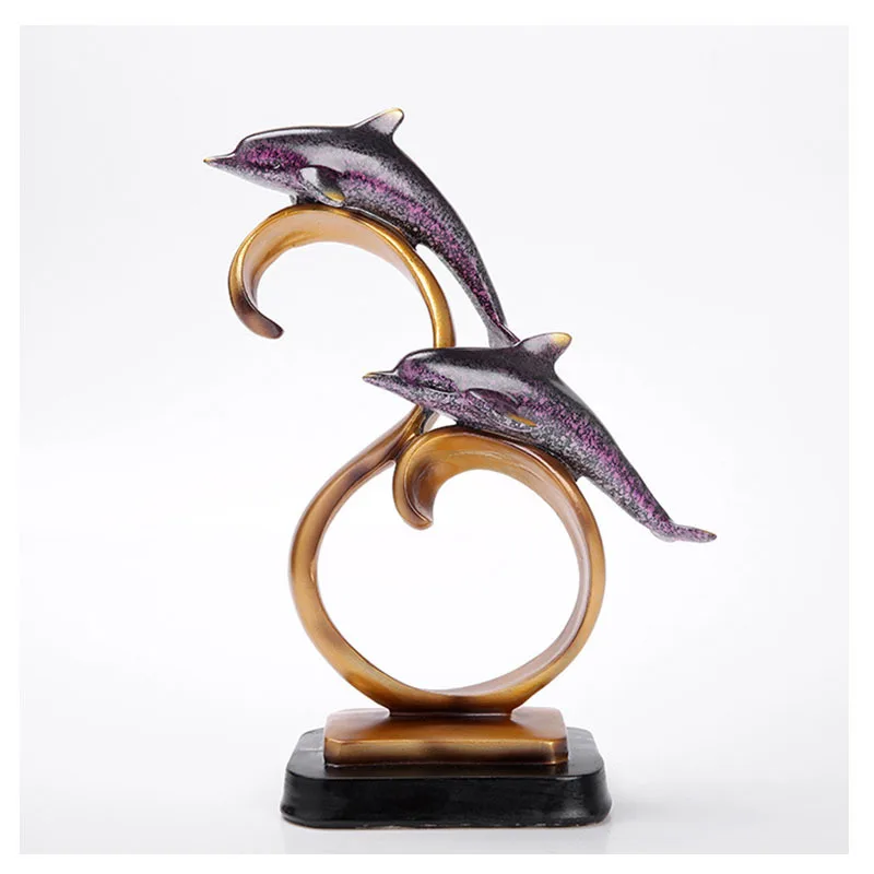 

European Resin Crafts Dolphins Ornaments Creative Porch Home Living Room Study Bedroom Partitions Gift Display