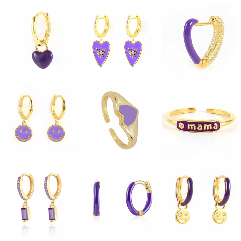 

Aide 925 пробы Серебряные серьги для Для женщин эмаль фиолетовое, с сердечками, серьги на крючках Для Пирсинга Ушей, подарок 2021 трендовый Brincos, м...