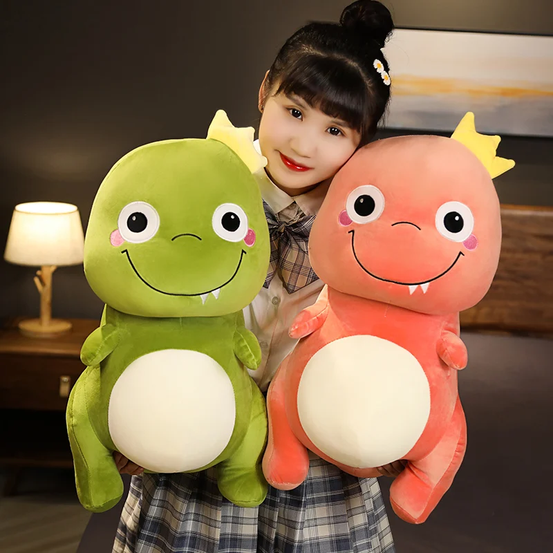 

45/55/65cm Cute Big Eyes Crown Dinosaur Plush Toy Soft Stuffed Cartoon Animal Dinosaur Doll Soft Pillow Baby Kids Birthday Gift