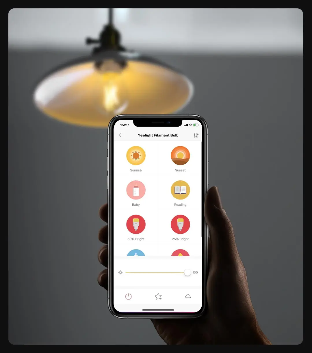 Умная Светодиодная лампа Yeelight E27 настраиваемая с дистанционным управлением Wi-Fi