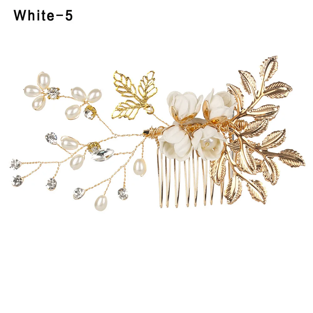 

Le Liin Bridal Crystal Gold Flower Hair Comb Floral Style Barrette Bride Hair Jewelry Bridesmaid Wedding Hair Accessories