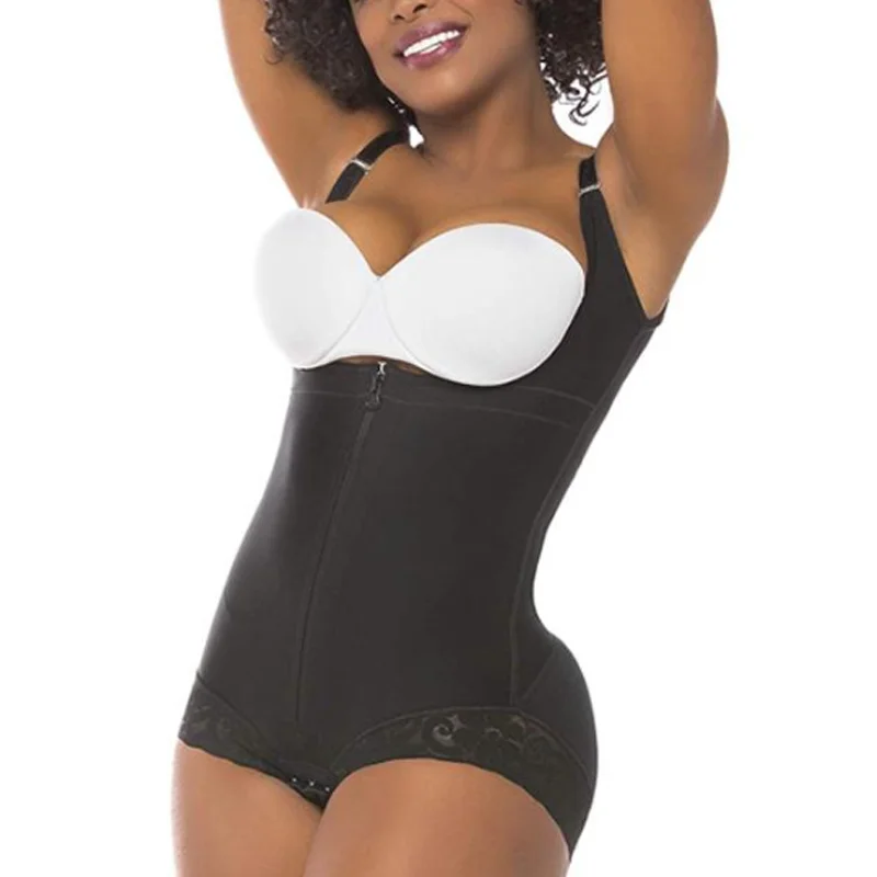 

Women' Corset Control Triangle Butt Lifter Zipper Lace Adjustable Crotch Open Bust Bodysuit Waist Trainer