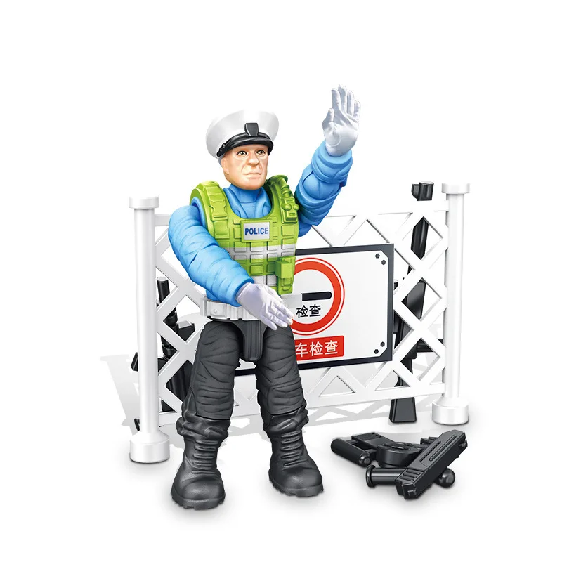 

6 In 1 Traffic Police Team Building Blocks DIY Movable Joints Action Figure Blocks Model Kit Kids Toys For Boys Gifts